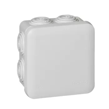   Legrand Plexo 55 92012 négyzet alakú szerelődoboz 80×80×45 mm, 7 bemenet, szürke, falon kívüli, Legrand 92012