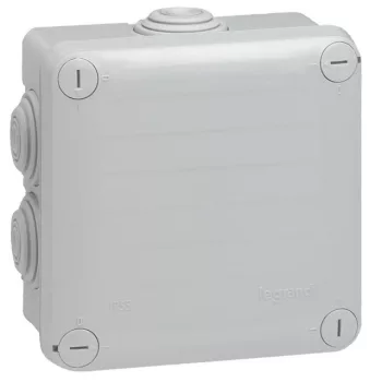   Legrand Plexo 55 92022 négyzet alakú szerelődoboz 105×105×55 mm, 7 bemenet, szürke, falon kívüli, Legrand 92022