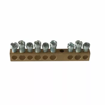   Legrand 134001 PractiboxS csavarral rögzíthető csupasz sárgaréz PE elosztókapocs, 9 kötési pont, 4x16mm² + 5x10mm²; Icc=6 kA ( Legrand 134001 )