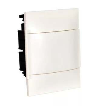   Legrand 134148 Practibox S műanyag kiselosztó 8 modul, 1 sor, Teli ajtóval, IP40, téglafalba süllyesztett, PE és N sínnel, méret : 225x256x100 mm