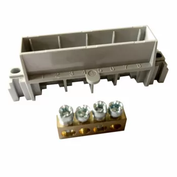   Legrand 134800 PractiboxS csupasz PE elosztókapocs szigetelt tartóval, 4 modulos szekrényhez, 1 x (2x16mm² + 2x10mm²); Icc=6 kA ( Legrand 134800 )