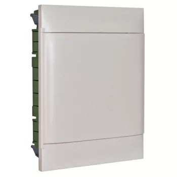   Legrand 135142 Practibox S műanyag kiselosztó 24 modul, 2 sor, Teli ajtóval, IP40, téglafalba süllyesztett, PE és N sínnel, méret : 385x328x103 mm