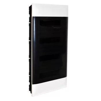   Legrand 135154 Practibox S műanyag kiselosztó 48 modul, 4 sor, Füstszínű ajtóval, IP40, téglafalba süllyesztett, PE és N sínnel, méret : 765x328x103 mm