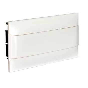  Legrand 137146 Practibox S műanyag kiselosztó 18 modul, 1 sor, Teli ajtóval, IP40, téglafalba süllyesztett, PE és N sínnel, méret : 235x436x102 mm