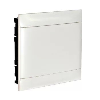   Legrand 137147 Practibox S műanyag kiselosztó 36 modul, 2 sor, Teli ajtóval, IP40, téglafalba süllyesztett, PE és N sínnel, méret : 385x436x103 mm