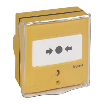   Legrand 138025 Kézi jelzésadó tűzoltó rendszerhez, sárga RAL 1032, 1 váltóérintkezővel - 5A - 24V=, IP30 - IK07 ( Legrand 138025 )