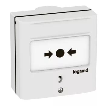   Legrand 138071 Kézi jelzésadó vészleállításhoz, fehér RAL 9003, 1 váltóérintkezővel - 5A - 24V=, IP30 - IK07 ( Legrand 138071 )
