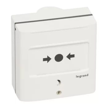   Legrand 138073 Kézi jelzésadó vészleállításhoz, fehér RAL 9003, 2 váltóérintkezővel - 5A - 24V=, IP30 - IK07 ( Legrand 138073 )