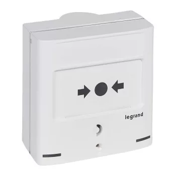   Legrand 138074 Kézi jelzésadó vészleállításhoz, 2 db LED jelzőfénnyel (1 piros + 1 zöld), fehér RAL 9003, 2 váltóérintkezővel - 5A - 24V=, IP30 - IK07 ( Legrand 138074 )