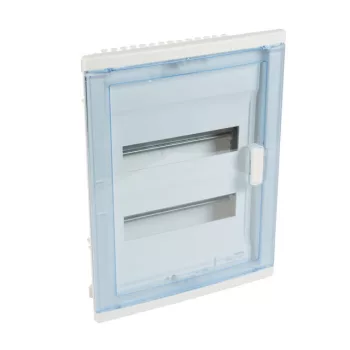   Legrand 201422 Nedbox süllyesztett kiselosztó 28 modul, 2 sor, átlátszó műanyag ajtóval, IP40 - szekrény mérete : 460x350x105mm - fal kivágás : 430x330x86mm