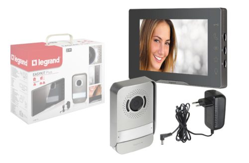 Legrand 368910 EASYKIT fekete 2 vezetékes PLUS videó kaputelefon szett adapterrel, egylakásos, bővíthető, színes 7"-os beltéri egység ( Legrand 368910 )