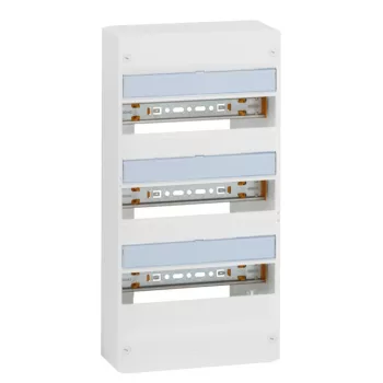   Legrand 401363 Drivia13 műanyag elosztószekrény 39 modul, 3 sor, ajtó és hátlap nélkül, falon kívüli, IP30 (IP40 ajtóval), méret 500x250x103,5mm (140,5mm mély ajtóval)