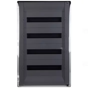   Legrand 401759 Practibox3 süllyesztett kiselosztó, átlátszó füstszínű ajtóval, védőföld és nulla elosztókapoccsal, 4 sor 72 modul, 742x422 ( Legrand 401759 )