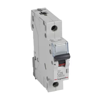   Legrand 403436 TX3 Kismegszakító. 1P, 25A, C karakterisztika, 6kA