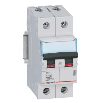   Legrand 403529 TX3 Kismegszakító. 2P, 20A, C karakterisztika, 6kA