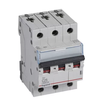   Legrand 403547 TX3 Kismegszakító. 3P, 25A, C karakterisztika, 6kA