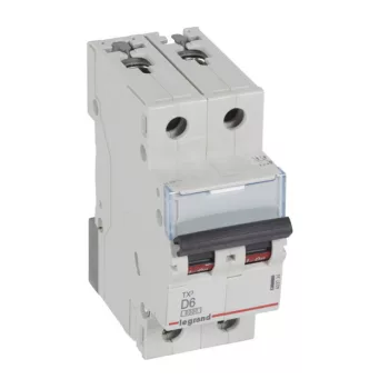   Legrand 403734 TX3 Kismegszakító. 2P, 6A, D karakterisztika, 6kA
