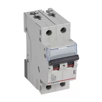   Legrand 403740 TX3 Kismegszakító. 2P, 25A, D karakterisztika, 6kA