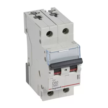   Legrand 403743 TX3 Kismegszakító. 2P, 50A, D karakterisztika, 6kA