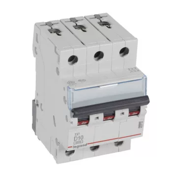   Legrand 403753 TX3 Kismegszakító. 3P, 10A, D karakterisztika, 6kA