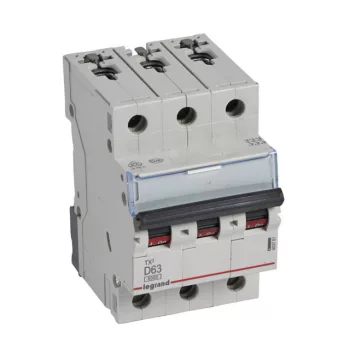   Legrand 403761 TX3 Kismegszakító. 3P, 63A, D karakterisztika, 6kA