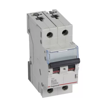   Legrand 404114 TX3 Kismegszakító. 2P, 25A, B karakterisztika, 10kA