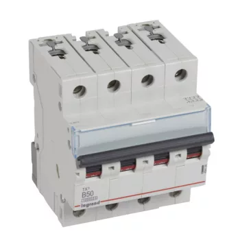   Legrand 404159 TX3 Kismegszakító. 4P, 50A, B karakterisztika, 10kA