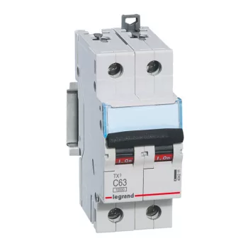   Legrand 404211 TX3 Kismegszakító. 2P, 63A, C karakterisztika, 10kA