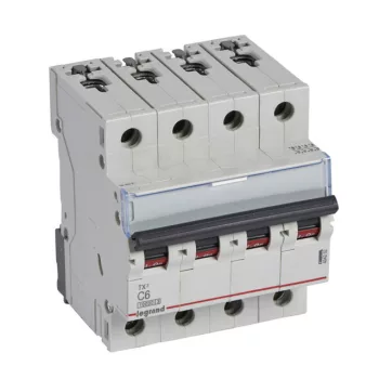   Legrand 404252 TX3 Kismegszakító. 4P, 6A, C karakterisztika, 10kA