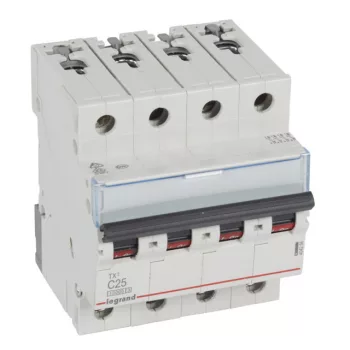   Legrand 404258 TX3 Kismegszakító. 4P, 25A, C karakterisztika, 10kA