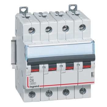   Legrand 408143 DX3 Kismegszakító. 4P, 6A, D karakterisztika, 6kA