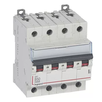   Legrand 409070 DX3 Kismegszakító. 4P, 50A, B karakterisztika, 10kA