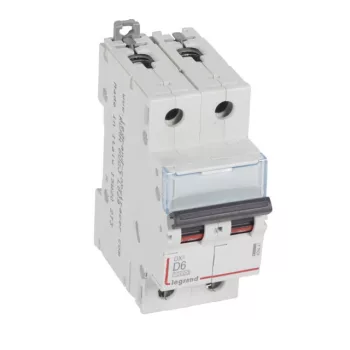   Legrand 409447 DX3 Kismegszakító. 2P, 6A, D karakterisztika, 10kA