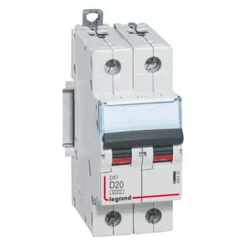   Legrand 409452 DX3 Kismegszakító. 2P, 20A, D karakterisztika, 10kA