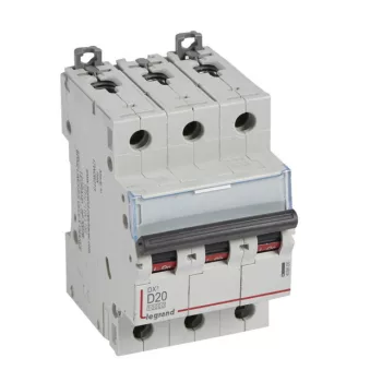   Legrand 409500 DX3 Kismegszakító. 3P, 20A, D karakterisztika, 10kA