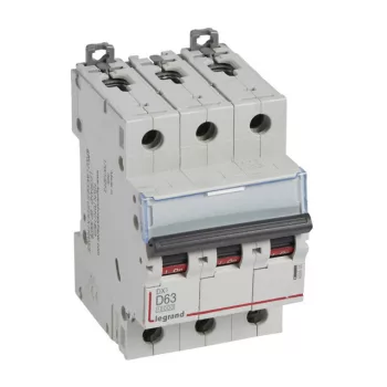   Legrand 409505 DX3 Kismegszakító. 3P, 63A, D karakterisztika, 10kA