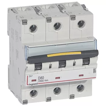   Legrand 409506 DX3 Kismegszakító. 3P, 80A, D karakterisztika, 10kA