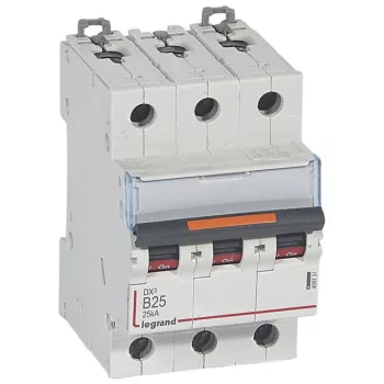   Legrand 409731 DX3 Kismegszakító. 3P, 25A, B karakterisztika, 25kA