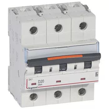  Legrand 409834 DX3 Kismegszakító. 3P, 20A, D karakterisztika, 25kA