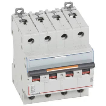   Legrand 409843 DX3 Kismegszakító. 4P, 2A, D karakterisztika, 25kA