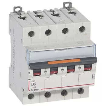   Legrand 409844 DX3 Kismegszakító. 4P, 6A, D karakterisztika, 25kA