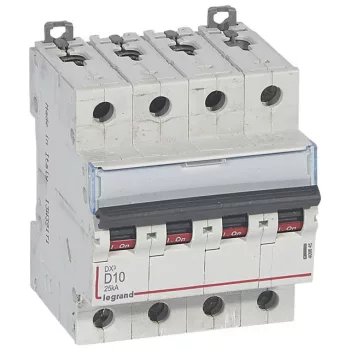   Legrand 409845 DX3 Kismegszakító. 4P, 10A, D karakterisztika, 25kA