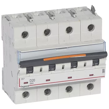   Legrand 409847 DX3 Kismegszakító. 4P, 20A, D karakterisztika, 25kA
