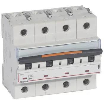   Legrand 409852 DX3 Kismegszakító. 4P, 63A, D karakterisztika, 25kA