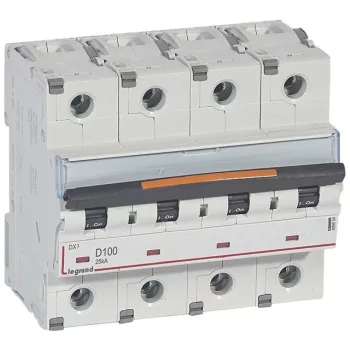   Legrand 409854 DX3 Kismegszakító. 4P, 100A, D karakterisztika, 25kA