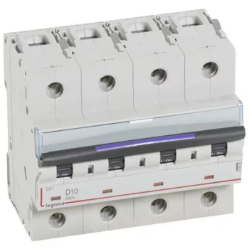   Legrand 410225 DX3 Kismegszakító. 4P, 10A, D karakterisztika, 50kA