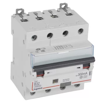   Legrand 411232 DX3 Áramvédős kismegszakító (Kombi Fi-relé) 3+N, B karakterisztika, 32A, 300mA, 6 kA, A osztály