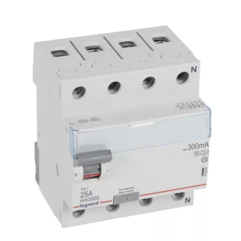   Legrand 411803 TX3 Áram-védőkapcsoló (Fi-relé) A-S osztály, 4P, 25A, 300mA