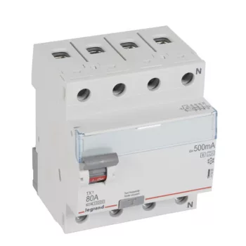   Legrand 411809 TX3 Áram-védőkapcsoló (Fi-relé) A-S osztály, 4P, 80A, 500mA