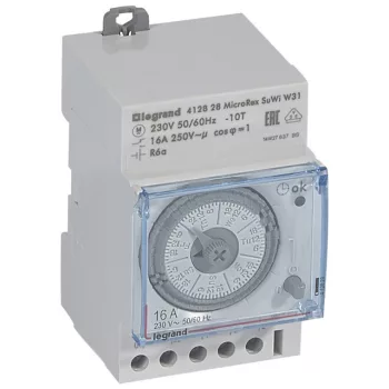   Legrand 412828 MicroRex W31 heti programkapcsoló autómatikus téli/nyári időszámítás átállás, vízszintes előlappal ( Legrand 412828 )